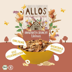 Premium-Knuspermüsli mit Walnüssen und Amaranth Allos | Bio-Müsli | Müsli mit Nüssen | Haferflocken | Müsli zum Frühstück | Vegan | 6er-Pack (6 x 400 g)