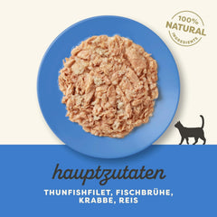 Applaws 100% natürliches Nassfutter für Katzen, Thunfischfilet mit Krabben in Brühe - Packung mit 12 x 70g Beuteln