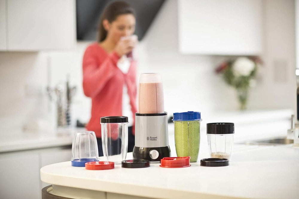 Russell Hobbs Mixer [Multifunktions- Standmixer] Nutriboost (Inkl. 5 Bpa-Freie Und Spülmaschinengeeignete Behälter + Deckel, 22.000 U/Min, 0,9 Ps-Motor) Elektrischer, Smoothie-Maker 23180-56 Kitchen Naty Shop