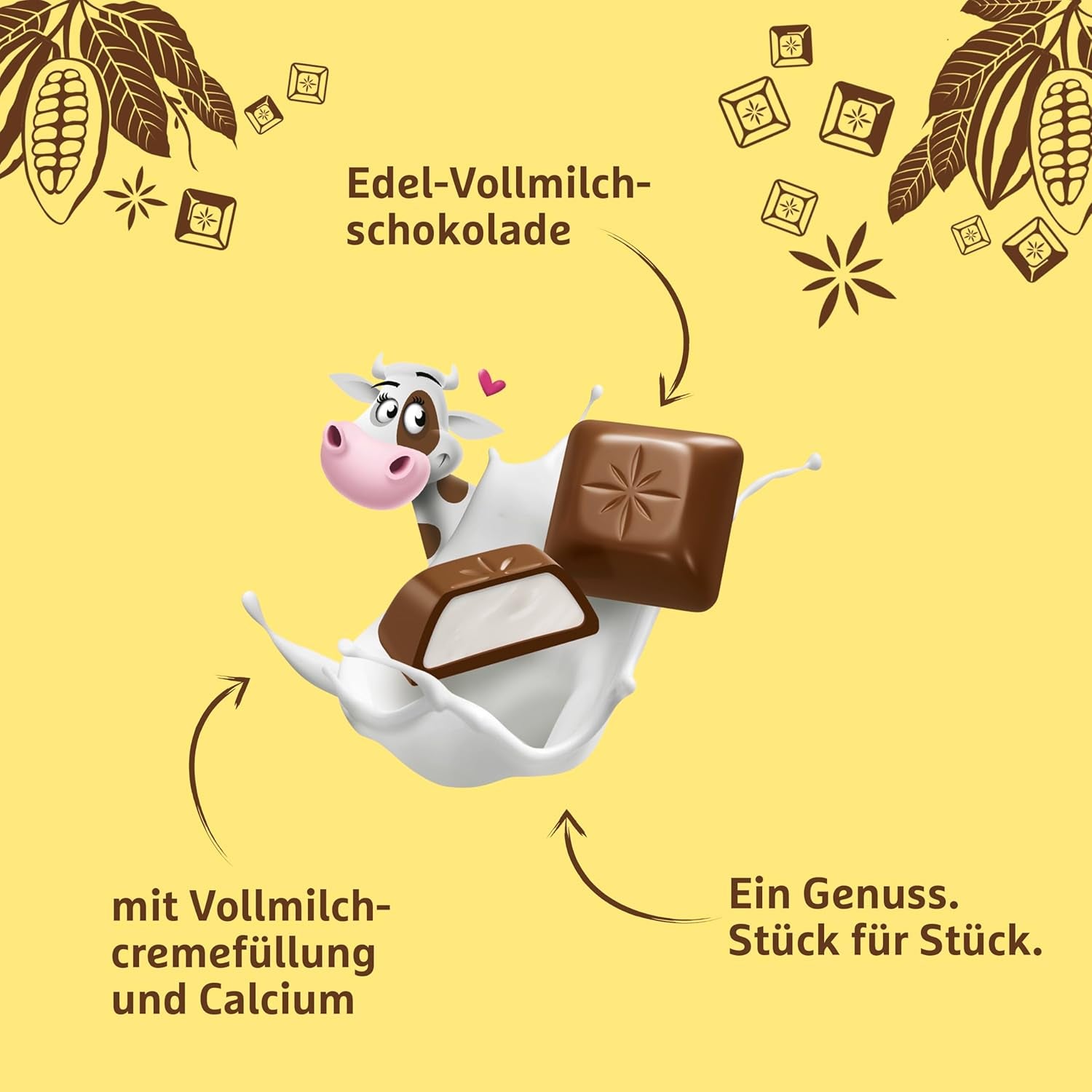 Schogetten für Kinder, Tafelschokolade 100g, Milchschokolade mit cremiger Milchfüllung, praktisch portioniert. Eine Delikatesse. Stück für Stück.