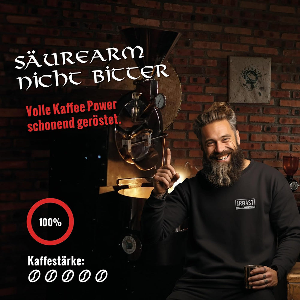 Blank Roast - GUNNAR - 1kg - Ganze Kaffee-Bohnen Extra Stark - Kräftige Robusta-Röstung - 494mg Koffein je Tasse - Würzig & Kraftvoll mit Noten von dunkler Schokolade - Säurearm