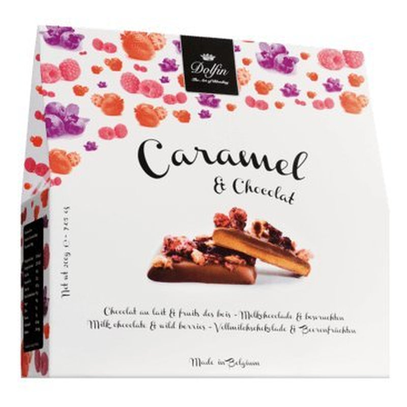 Dolfin Caramel & Ciocolată, fabricat în Belgia, 200 grame Bomboane de Ciocolata Naty Shop 200 grame Ciocolata cu Fructe de pădure