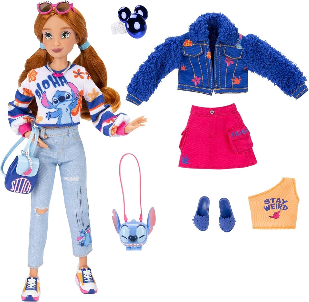 Disney ILY 4EVER Fashion Dolls Stitch cu păr roșcat 11.5" înălțime cu 13 puncte de articulare, două ținute complete Mix-And-Match și inel Mickey strălucitor pentru tine! Papusi Naty Shop