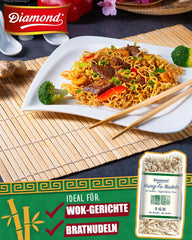 DIAMOND Hsing-Fu-Nudeln, asiatische Weizenmehl-Mie-Nudeln für Wok- und Wok-Gerichte – 12 x 250 g