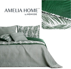 Ameliahome Tagesdecke, Tagesdecke, 170 x 210 cm, doppelseitig, pflegeleicht, Tagesdecke, Pflanzenmuster, grün, weiß, tropische Bonaire-Betten und Decken. Besuchen Sie den AmeliaHome-Store