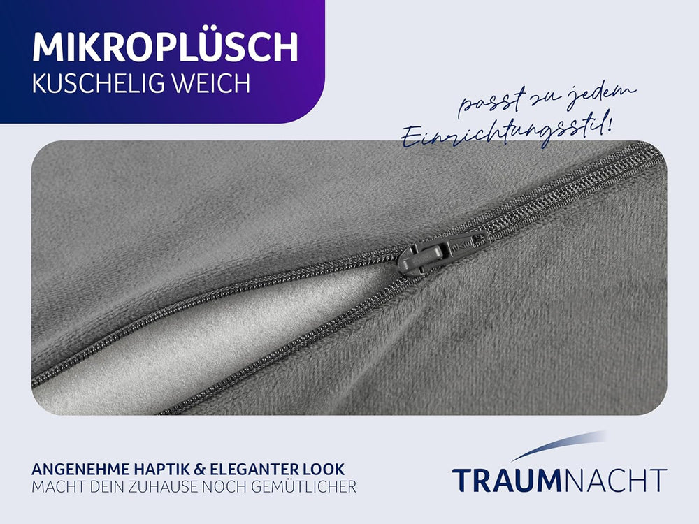 Pernă ortopedică pentru spate/lombare Traumnacht cu miez din spumă vâscoelastică și husă din microfleece prietenoasă cu pielea, certificată Öko-Tex, produsă conform standardelor germane de calitate