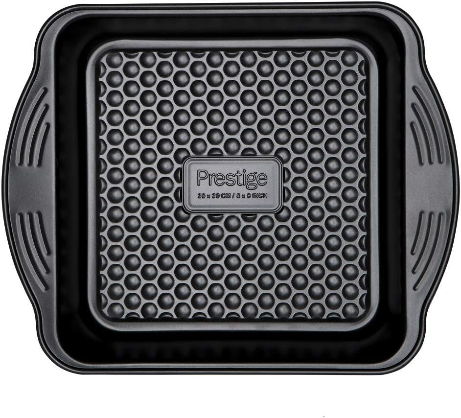 Prestige 48227 Aerolift Muffinform, Kohlenstoffstahl, Schwarz Formen und Backbleche Naty Shop 20 cm Eckige Kuchenform
