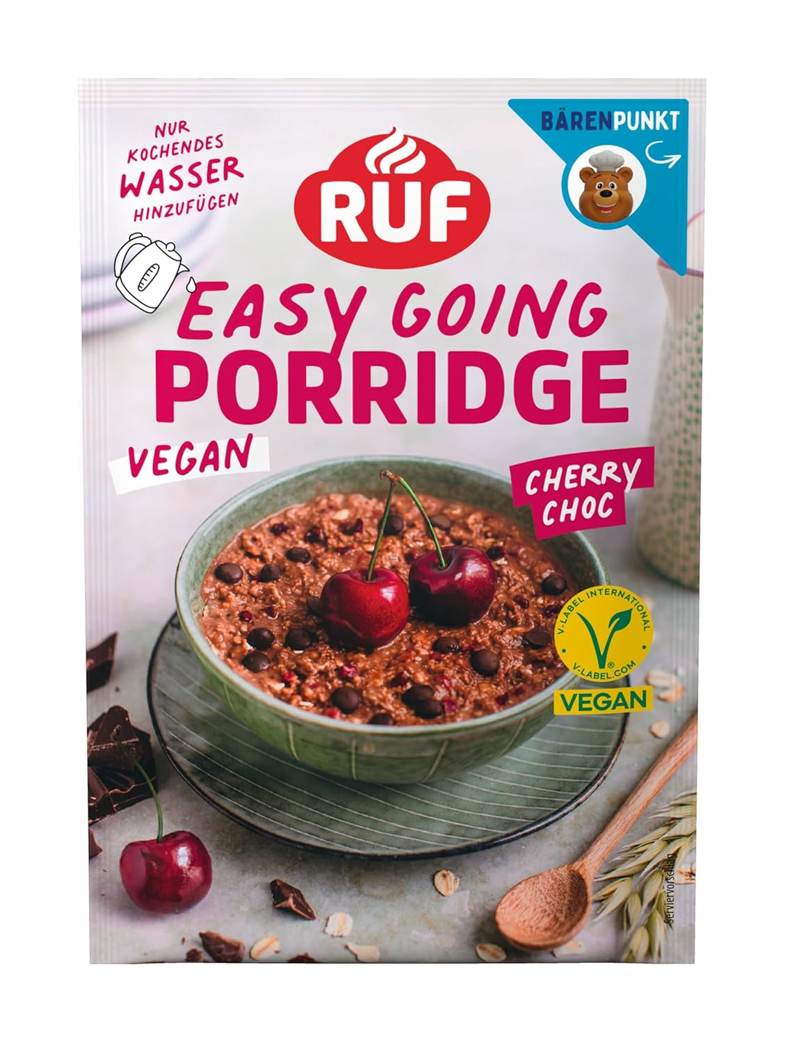 RUF Veganer Porridge mit Nüssen und Hafer, Haferflocken mit Mandeln, Haselnüssen und Leinsamen, einfach zuzubereiten, im praktischen Portionsbeutel, 1 x 60 g