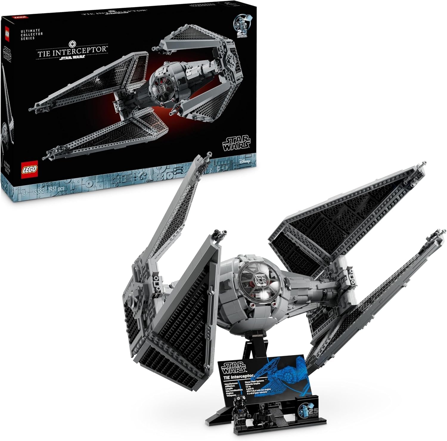 LEGO Star Wars TIE-Abfangjäger, kreatives Bauset aus der Ultimate Collector Series für Erwachsene, Modell eines Sternjägers Steinen, Geschenk für Fans, Sammlerstück, UCS-Set 75382