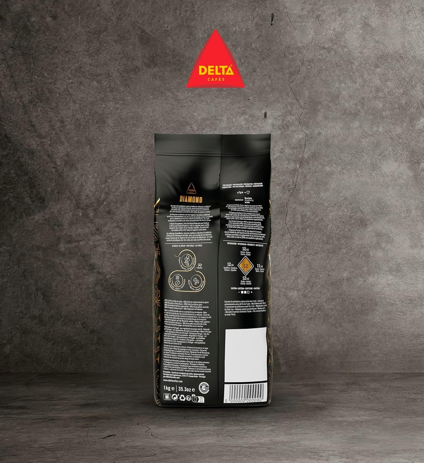 Delta Cafés - Kaffee in Diamantbohne - 2 Packungen à 1 kg - Intensität 8 - Mischung aus Arabica gerösteten Kaffeebohnen und Robusta - Sehr aromatisch mit Noten von gerösteten Nüssen