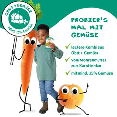 FRECHE FREUNDE Bio-Quetsch-Früchtebeutel mit Äpfeln, Bananen, Spinat und Gurke, püriertes Obst und Gemüse im Quetschbeutel für Babys ab 6 Monaten, vegan, 6er-Pack (6 x 100 g)
