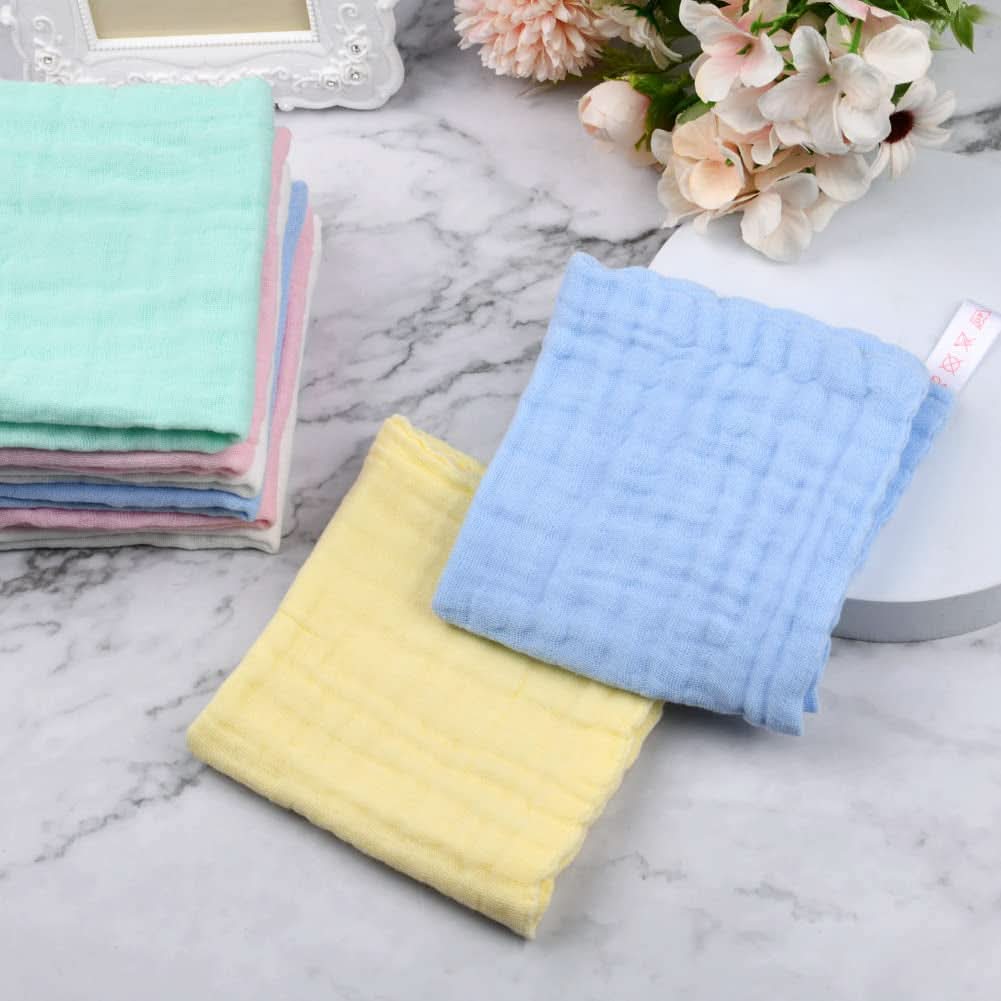 Baby-Musselin-Handtücher, Packung mit 8 saugfähigen Handtüchern aus Bio-Baumwolle, 25 x 25 cm. Mutter und Baby Naty Shop