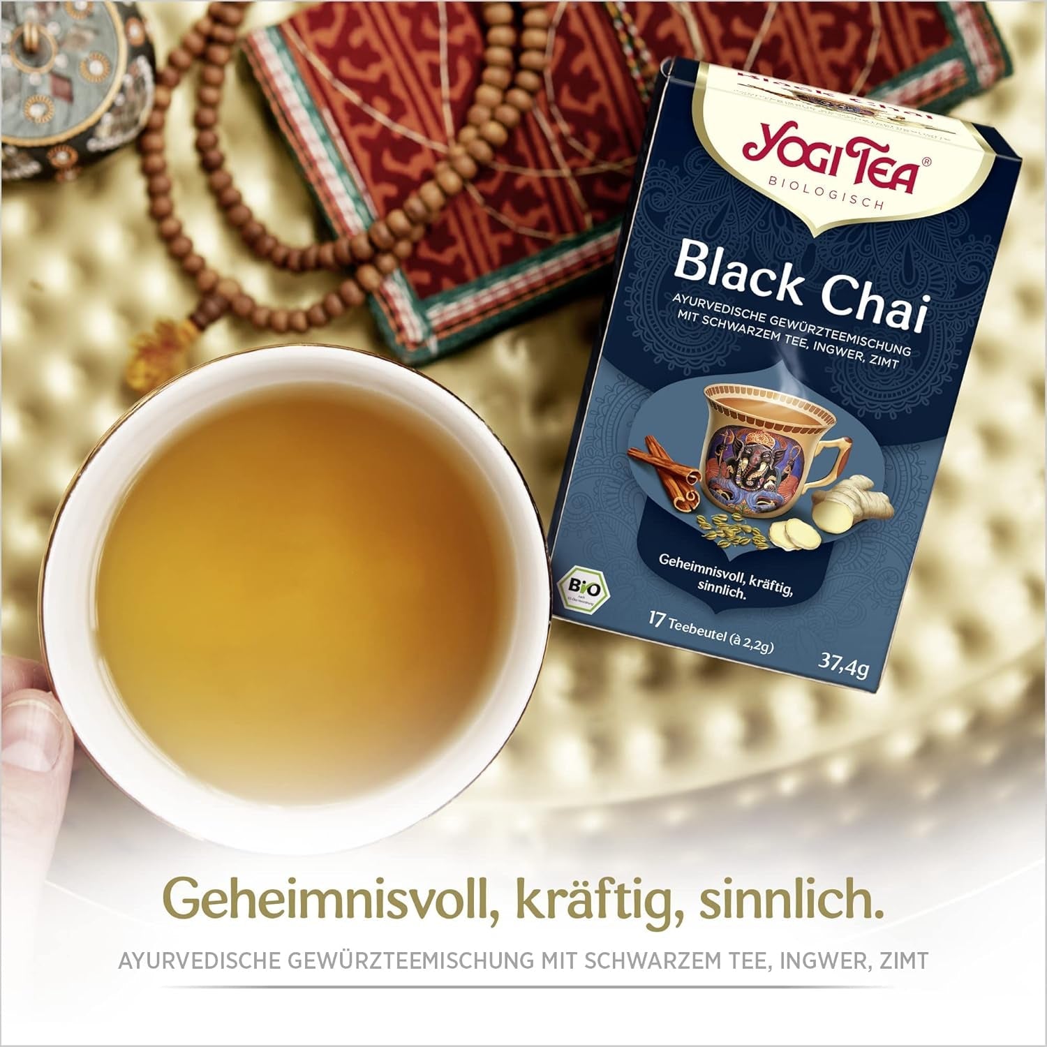 YOGI TEA, Black Chai, Chai negru, ceai ayurvedic organic cu condimente și plante, amestec de ceai negru, ghimbir, scorțișoară, Yogi Tea pachet de 6, 6X17 pliculețe (102 pliculețe de ceai în total), ideal ca cadou
