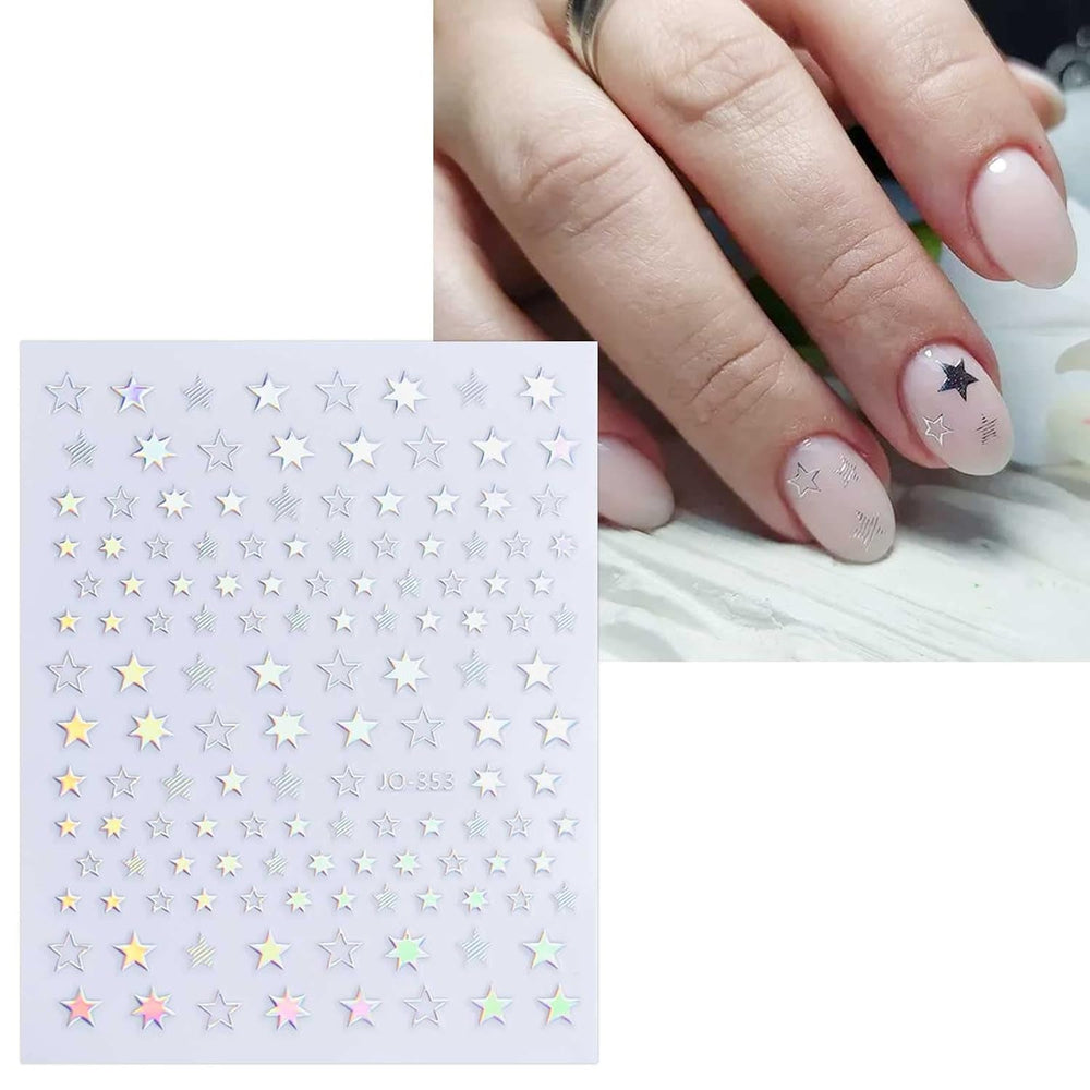 JMEOWIO Nagelsticker Aurora 12 Blatt Nail Art Sticker Selbstklebend Nagelaufkleber Holografisches Stern Herz Dekoration Nageldesign Zubehör