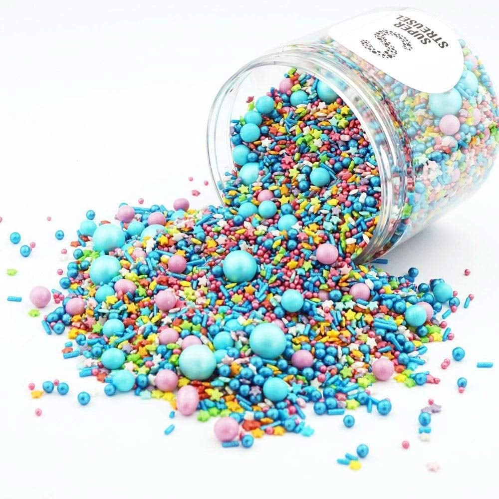 Super Streusel Luftikus, sprinkles multicolor, fundal albastru Sprinkles Naty Shop 90 grame