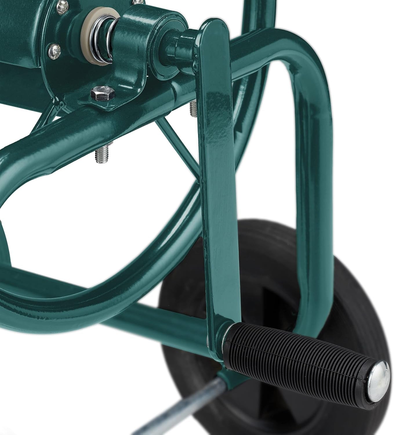 Cărucior furtun Relaxdays, până la 60 m, 4 anvelope din cauciuc solid, cuplaj clic, rolă metalică pentru furtun, distribuitor furtun, verde