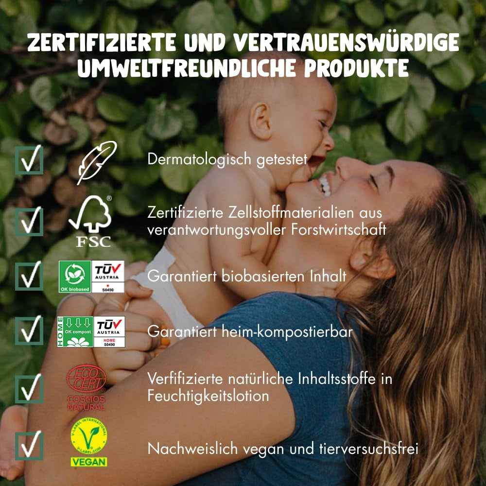 Naty Babytücher | 100 % frei von Kräutern und Duftstoffen für empfindliche Haut | Plastikfreie und zertifiziert kompostierbare Tücher mit 98 % gereinigtem Wasser | 672 Tücher (12 Packungen)