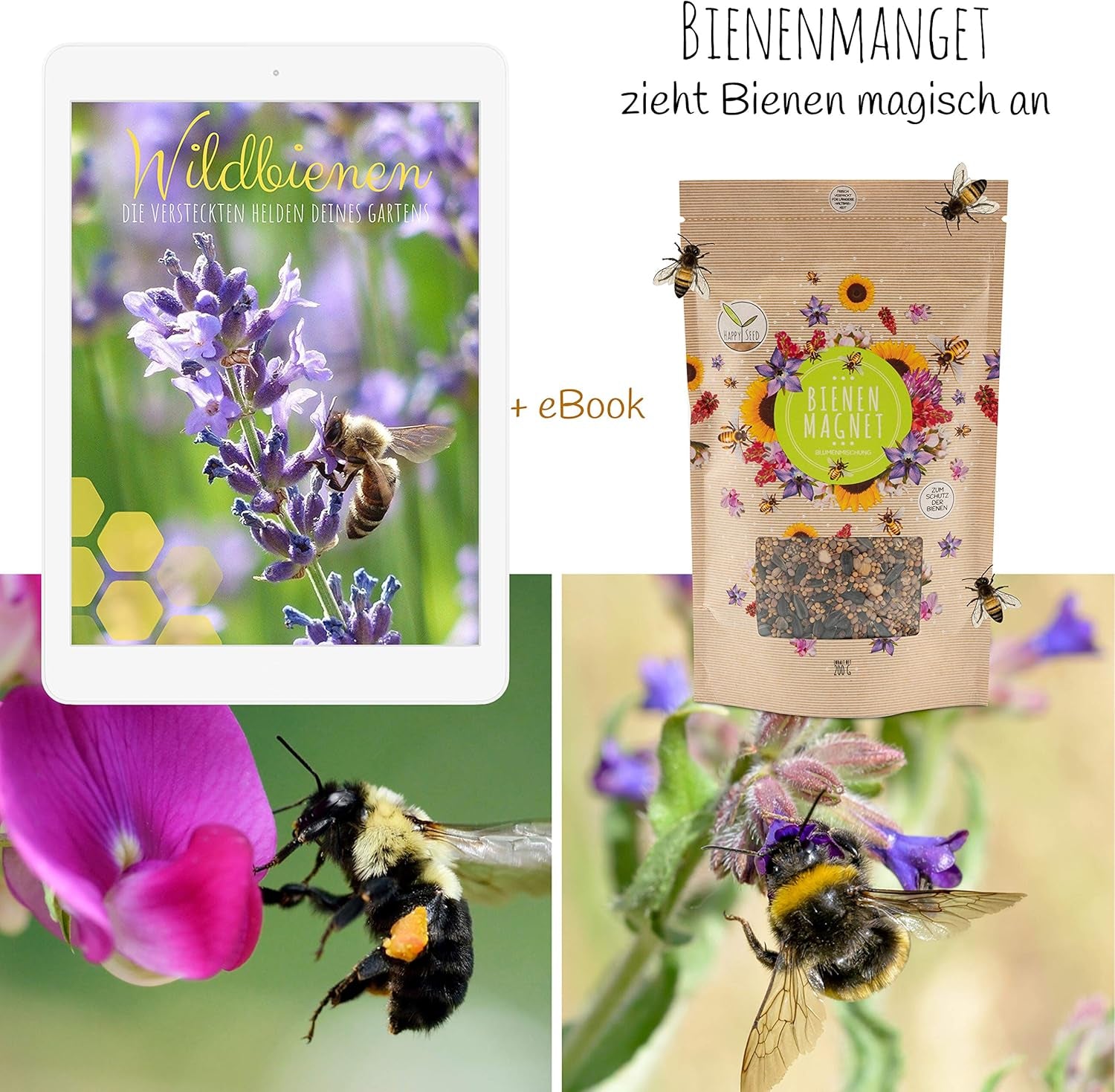 100 g Wildblumensamen für eine farbenfrohe Bienenweide – lebendige und nektarreiche Wildblumensamenmischung für Bienen und Schmetterlinge (inklusive KOSTENLOSEM eBook)