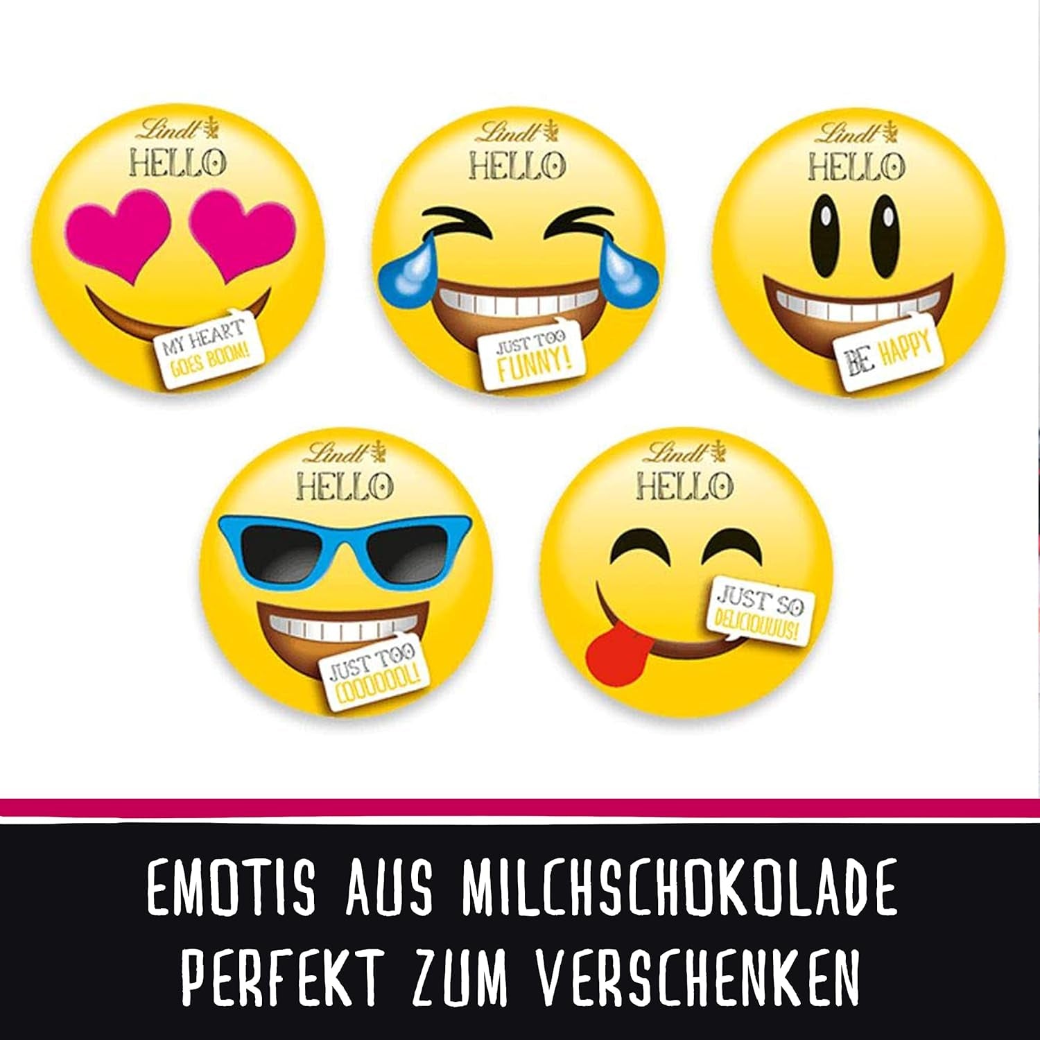 HALLO Mini-Schokoladen-Emoticons | 164 g | Ca. 27 coole Emoticons in verschiedenen Designs, hergestellt aus feinster Vollmilchschokolade | Schokoladengeschenk für Kinder | Zur Dekoration (2er Pack)