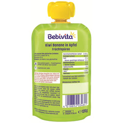 Kiwi-Bananen in Apfel-Quetschie (6 x 120g), ohne Zuckerzusatz, glutenfrei, ideal für unterwegs und selbständiges Snacken