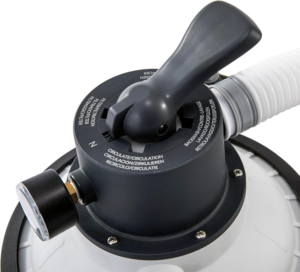 Intex 26642 Krystal Clear Sandfilterpumpe mit RCD, Wasserdurchfluss 3500 l/h, Systemdurchfluss 2000 l/h, Kunststoff, weiß