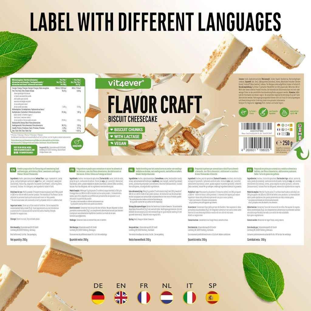 Pudră cu aromă Biscuit Chessecake cu foarte multe bucăți - 250 grame Arome Naty Shop