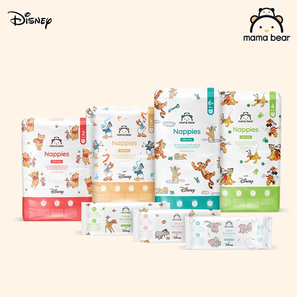 Amazon-Marke: Mama Bear Disney Ultra Dry Windeln, Größe 3 (4–9 kg) – Monatsbox, Weiß, 172 Stück (2 Packungen mit 86 Stück)