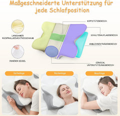 Pernă cervicală din spumă de memorie ergonomică pentru gât cu capac detașabil, lavabil, pentru somn ortopedic, dureri de gât și dureri abdominale (55X35X13 Cm) Perne ortopedice cervicale Naty Shop