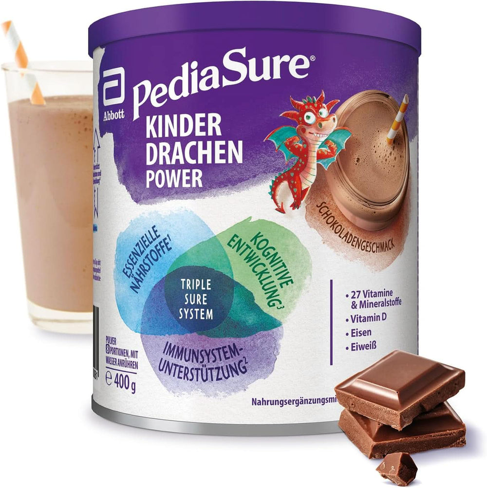 Pediasure Dragon's Power, 400 Gramm, leckeres Nahrungsergänzungsmittel für Kinder ab 1 Jahr, mit 27 Vitaminen und Mineralstoffen Naty Shop Chocolate