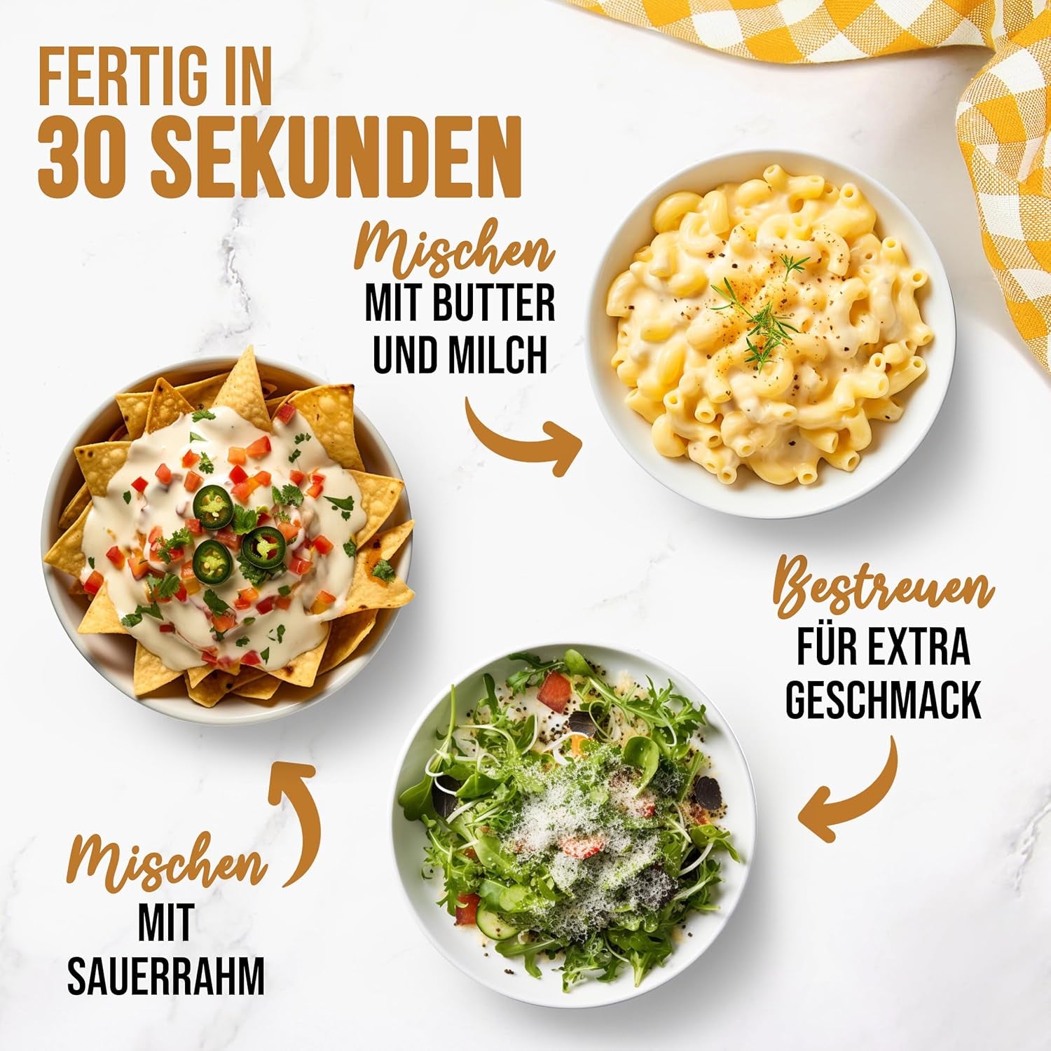 EASY YUMMY - Käsepulver 300g | Instant Käsegeschmack für Mahlzeiten & Snacks | Immer bereit, keine Kühlung nötig | Aus 100 % echtem Käse | Ideal als Popcorn-Topping