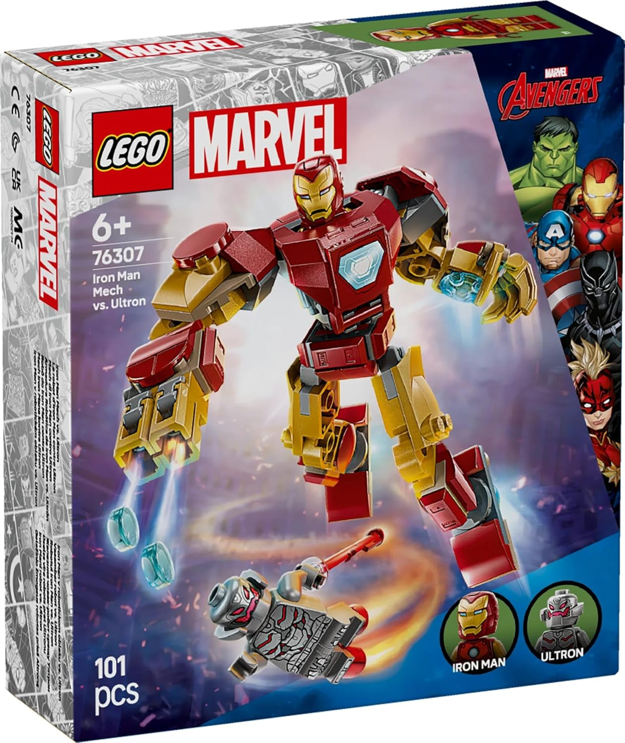 LEGO Marvel Iron Man Mech Vs. Ultron – Superhelden-Spielzeug mit 2 Minifiguren – Actionfigur mit beweglichen Armen, Beinen und Fingern – Geschenk für Jungen und Mädchen ab 6 Jahren. 76307 Besuche den LEGO-Store Bausets