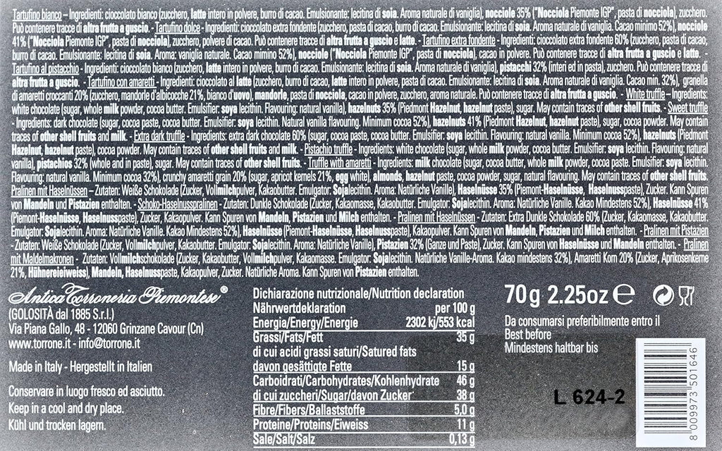 Tartufini Ciocolată cu trufe mixte în cutie cadou din Italia, 70 grame Bomboane de Ciocolata Naty Shop