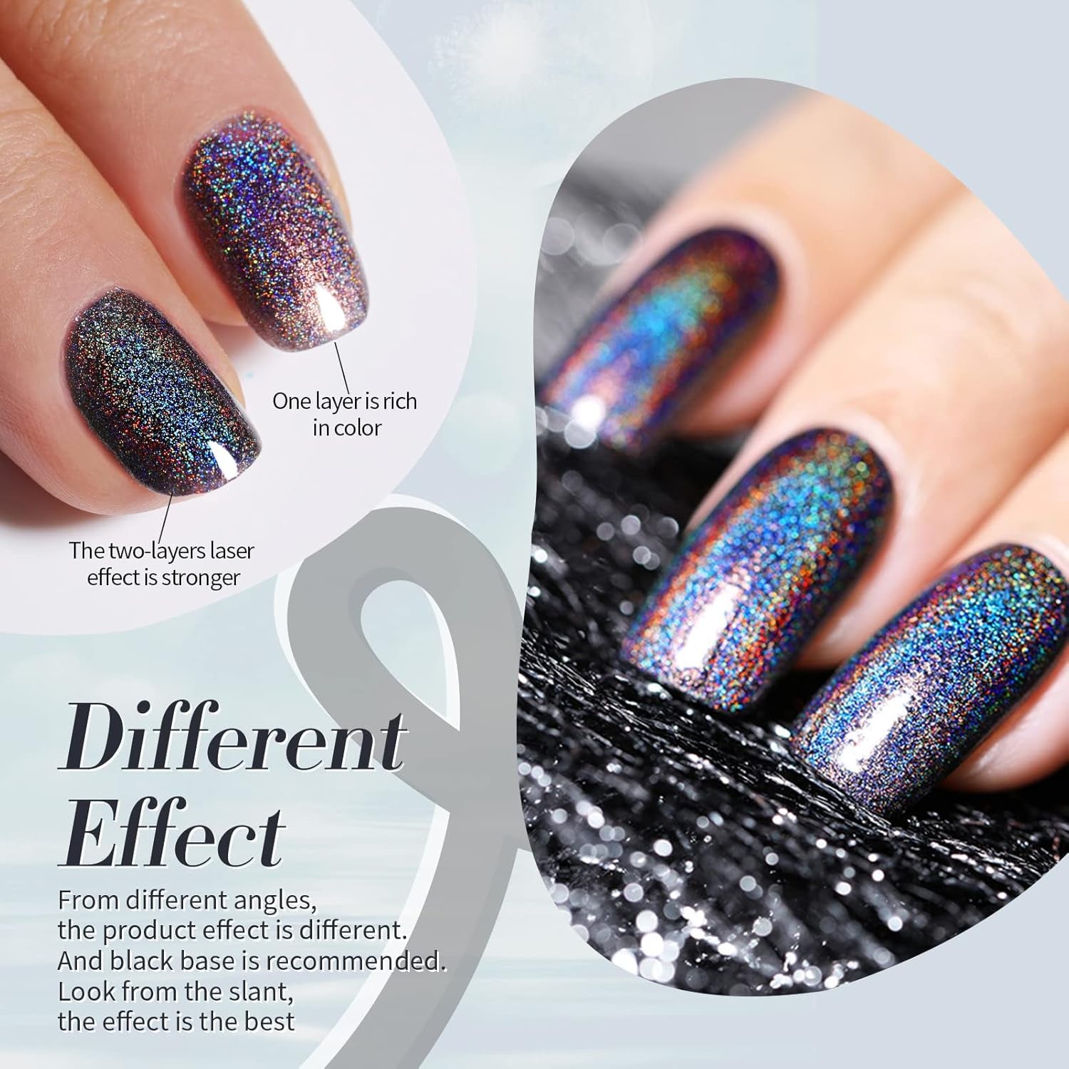Born Pretty Glitzer-Nagellack, Rainbow Shining Glitter Super Shine Black Nail Art Nagellack