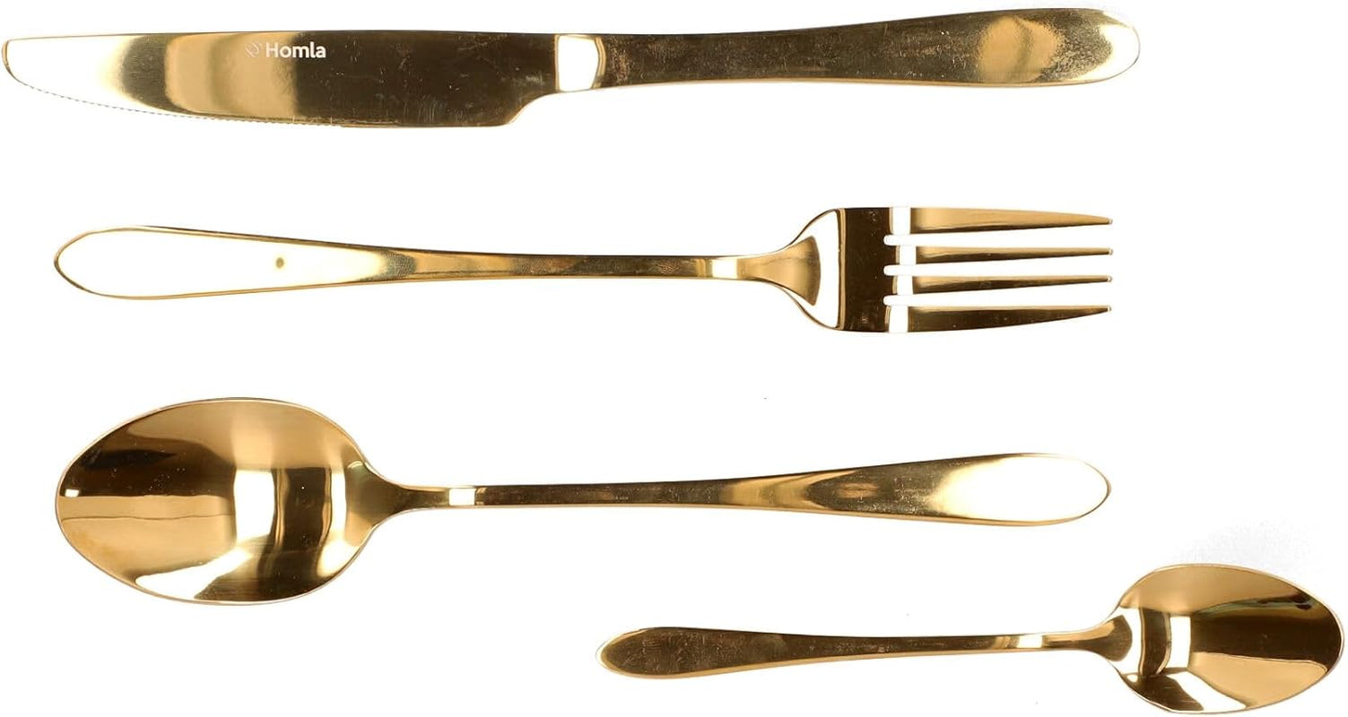HOMLA Abele Besteckset Für Vier Personen 16-Teilig Edelstahl Hygienisch Elegant Leicht Zu Reinigen Gold Kitchen Naty Shop