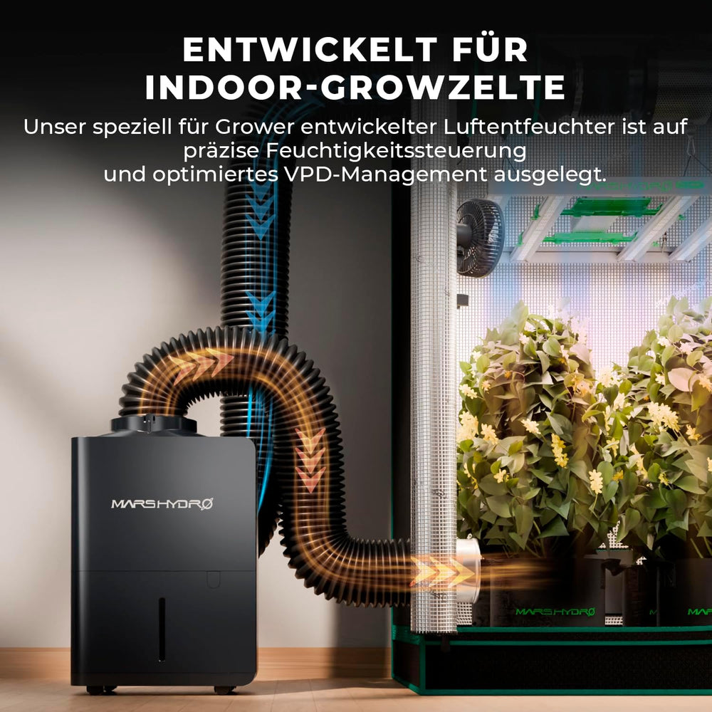 MARS HYDRO Luftentfeuchter, 12 l/Tag, automatische Abtauung, Timer-Funktion, Raumentfeuchter für Growzelte, Keller und Pflanzen, 1,2 l Wassertank