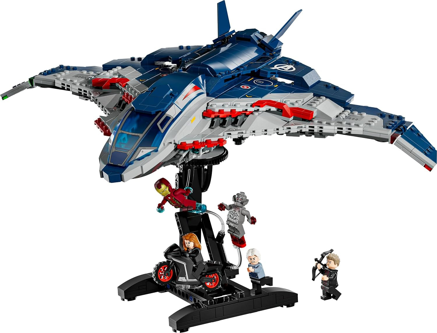 LEGO | Marvel Avengers: Age of Ultron Quinjet – Superhelden Spielzeug Flugzeug mit Motorrad und 5 Minifiguren, darunter Iron Man, Black Widow und Ultron – Geschenk für Jungen ab 12 Jahren – 76325