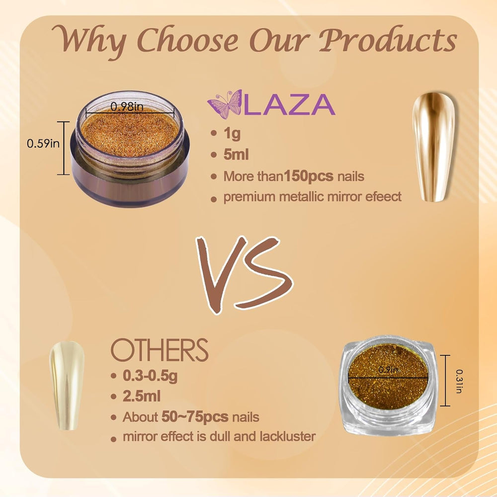 Chrome Nagel Pulver Spiegel Effekt Metallic Staub Holographische Glitter Glasierte Maniküre Dekoration Reflektierendes Pigment Für DIY Gel Polish Nail Art, Harz Handwerk, Geschenke Für Gold