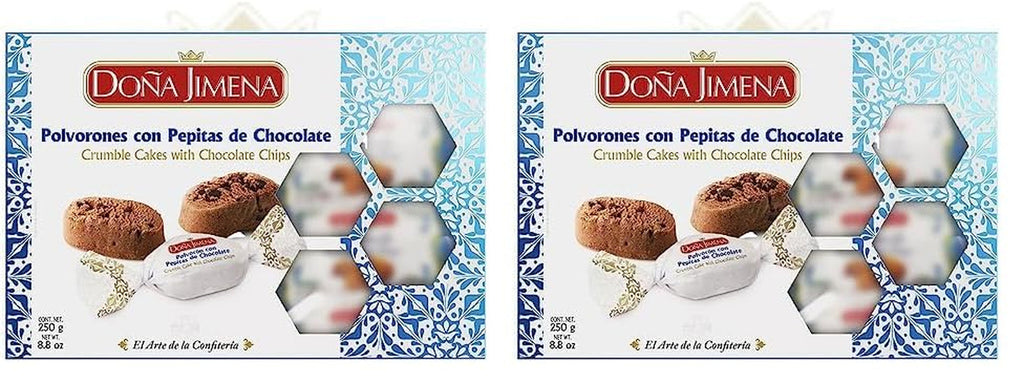 – Polvorones de ciocolată cu bucăți de ciocolată, cea mai înaltă calitate, biscuiți tipici de Crăciun, rețetă artizanală, 250 g (pachet de 2)