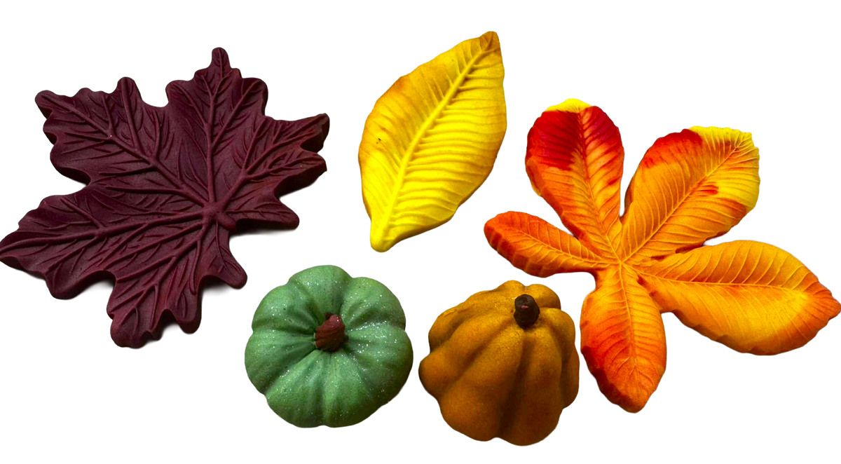 Herbst essbare Tortendekorationen kaufen – 5er-Set handgemacht aus Zuckerpaste