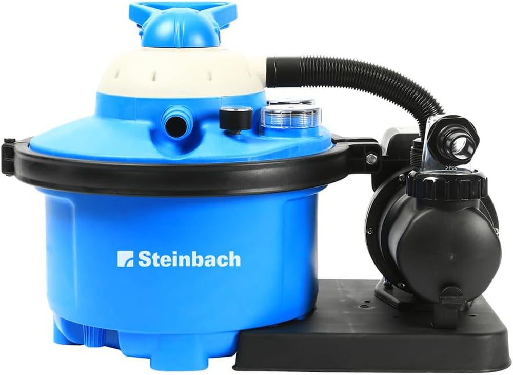 Steinbach Comfort 75 Filtersystem – 040100 – Selbstansaugende Pumpe für Pools bis 40.000 l – Mit Vorfilter, Manometer, Timer und LED-Anzeige – Inklusive speziellem INTEX 2"-Adapter