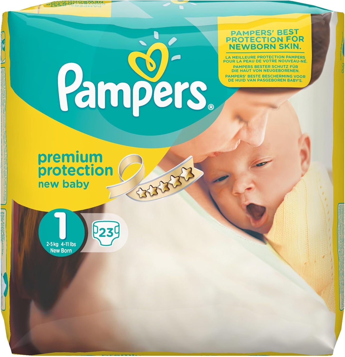 Pampers New Baby Größe 1 Neugeborene 2-5 kg ​​Transportpackung, 4er Pack (4 x 23 Stück)