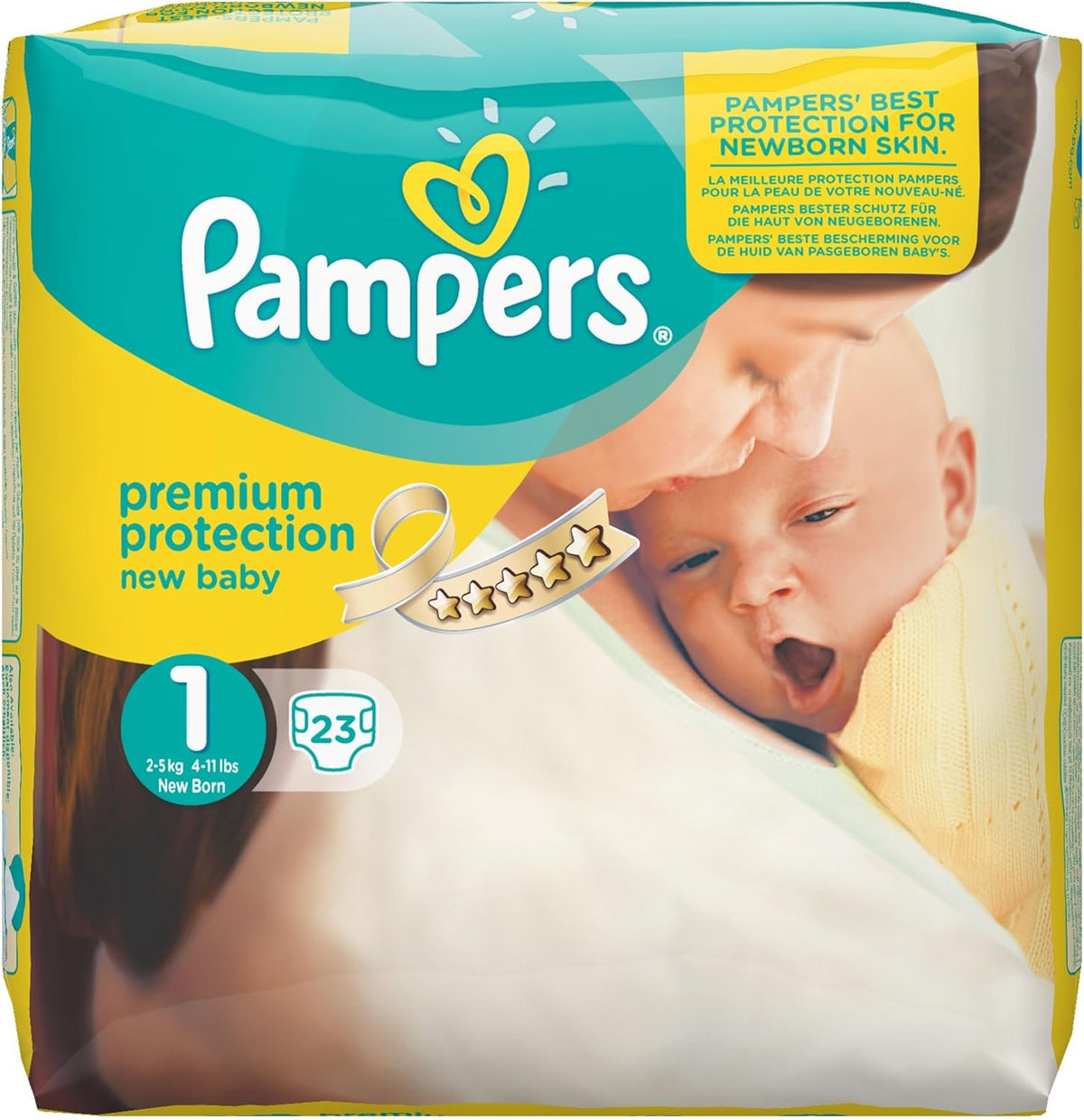 Pampers New Baby Größe 1 Neugeborene 2-5 kg ​​Transportpackung, 4er Pack (4 x 23 Stück)