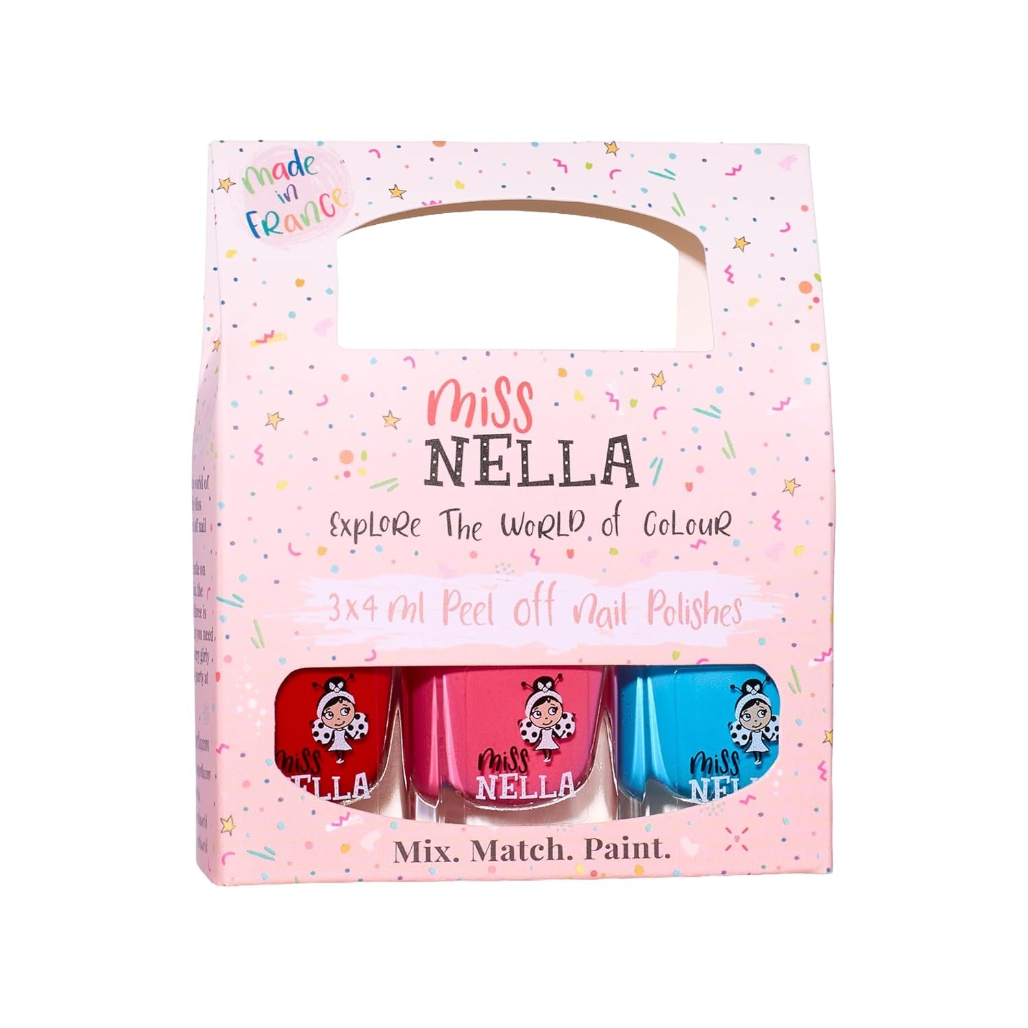 Miss Nella Magic Collection 4-teiliges Glitzer-Nagellack-Set: Rosa, Rot, Gold und Blau, spezieller entfernbarer Nagellack für Kinder, ungiftig, auf Wasserbasis, geruchlos