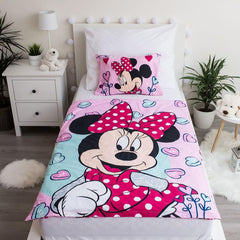 Disney-Bettwäsche, Minnie Mouse Pink Baby, Bettwäsche aus 100 % Baumwolle mit Reißverschluss – Kids Naty Shop