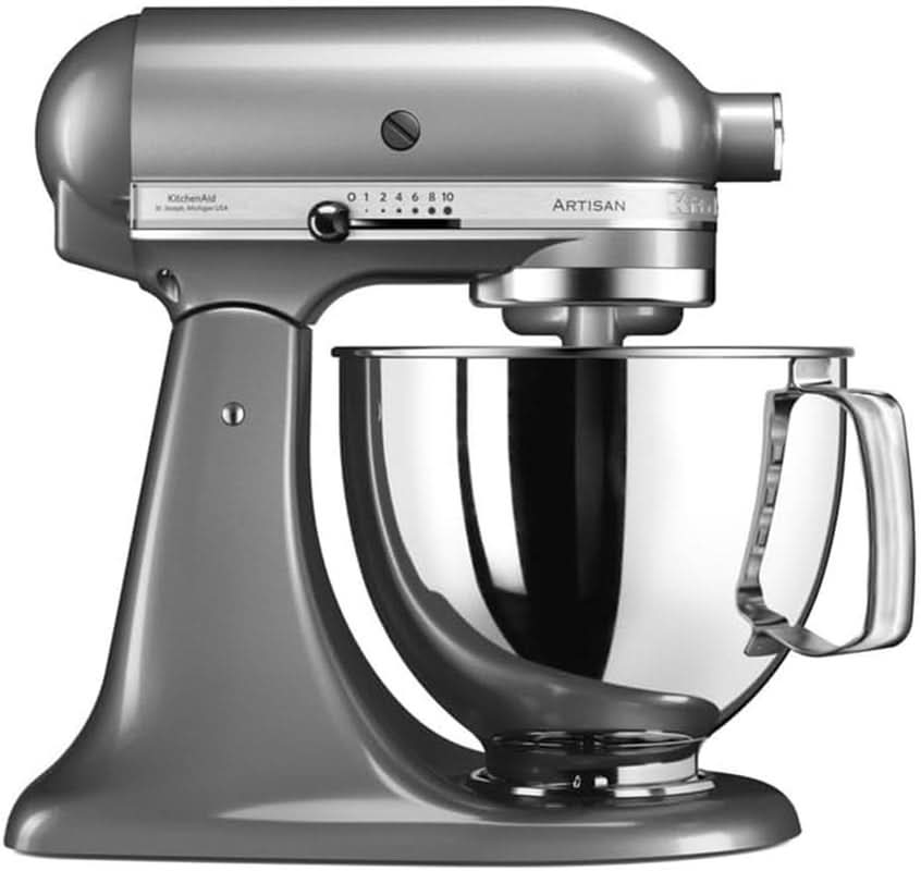 KitchenAid Artisan 5KSM125EER Schüsselmixer, 300 W, 4,8 l Naty Shop Silber