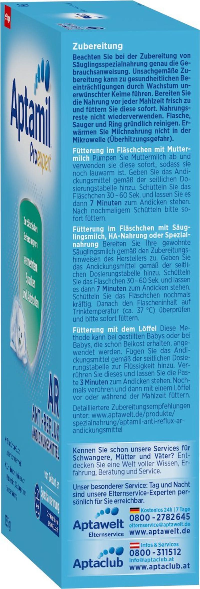 Aptamil AR Verdickungsmittel ab Geburt, 6er Pack (6 x 135 g) Mutter und Kind Naty Shop