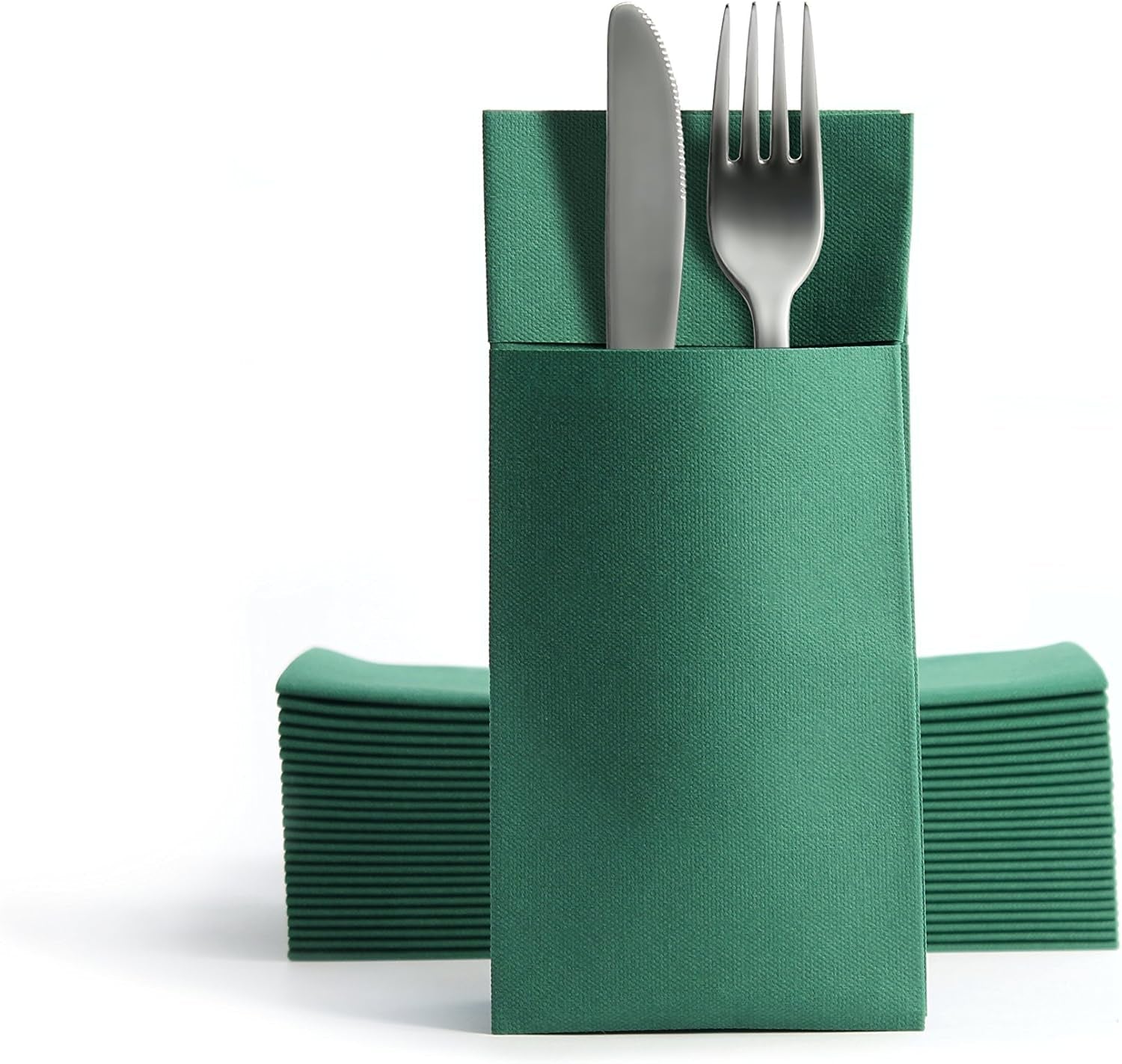 CHIC Airlaid 50 șervețele pentru tacâmuri pungi pentru tacâmuri, asemănătoare țesăturii, șervețel de unică folosință de înaltă calitate, 39X40Cm, model alb de bun venit cald 50 bucăți (pachet de 1)