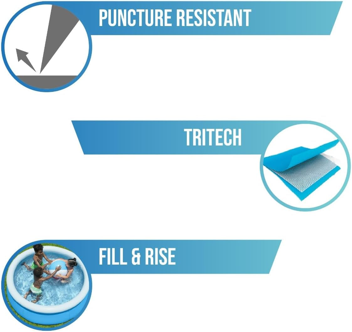 Aufstellpool Bestway Fast Set ohne Pumpe, Ø 183 x 51 cm, blau, rund, 940 Liter, TriTech-Material, Selbstmontage, Sicherheitsventil, inkl. Reparaturflicken