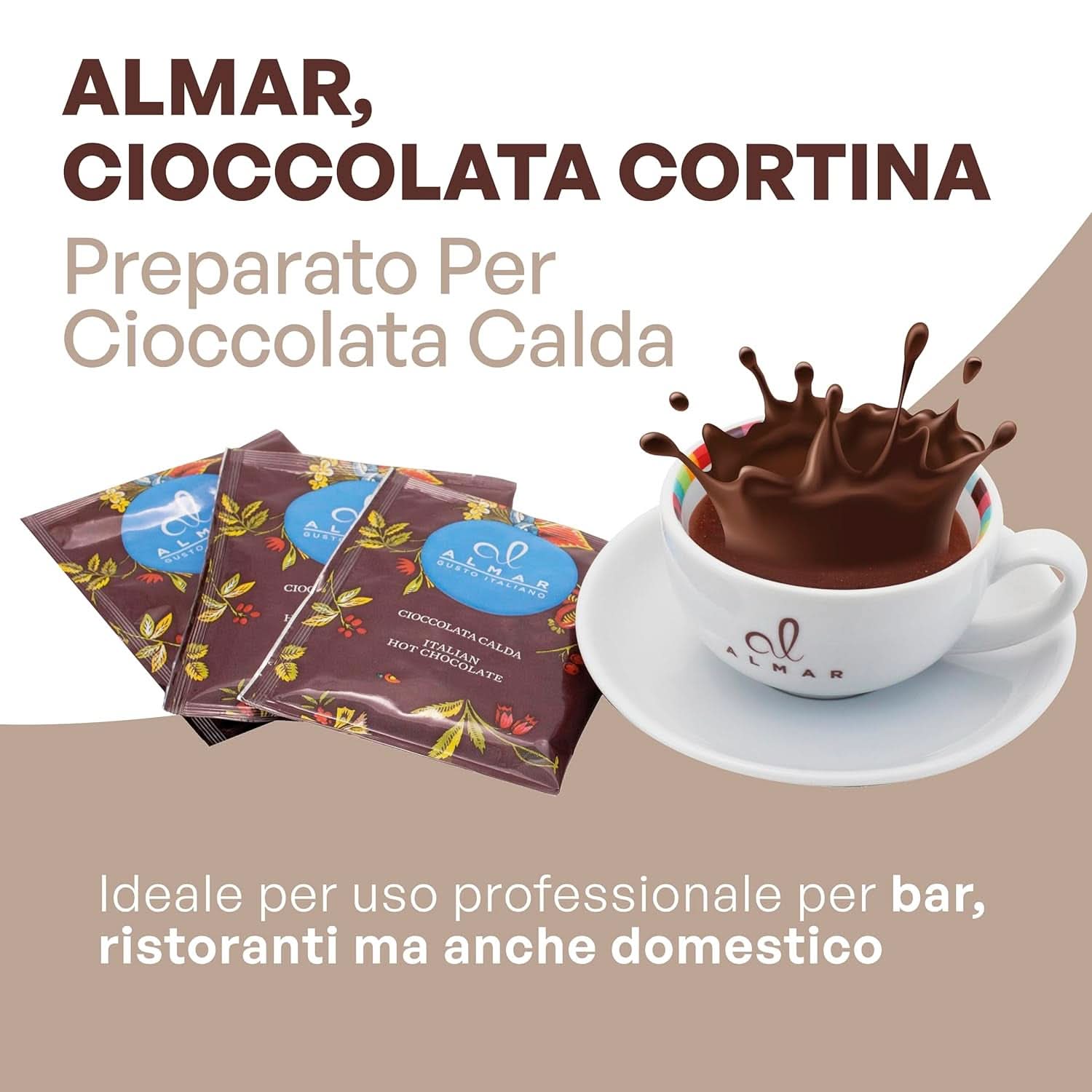 Ciocolată caldă italiană Cortina TART BITTER CHOCOLATE, 15 plicuri X 30 grame Cacao si Ciocolata Calda Naty Shop