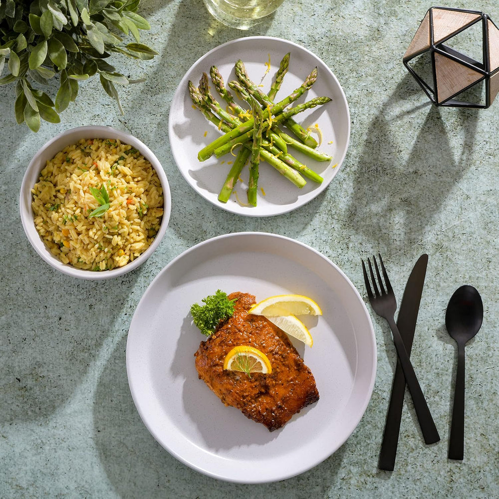 Set de veselă Sofia Coupe, serviciu pentru 4 persoane (12 piese), alb cu pete